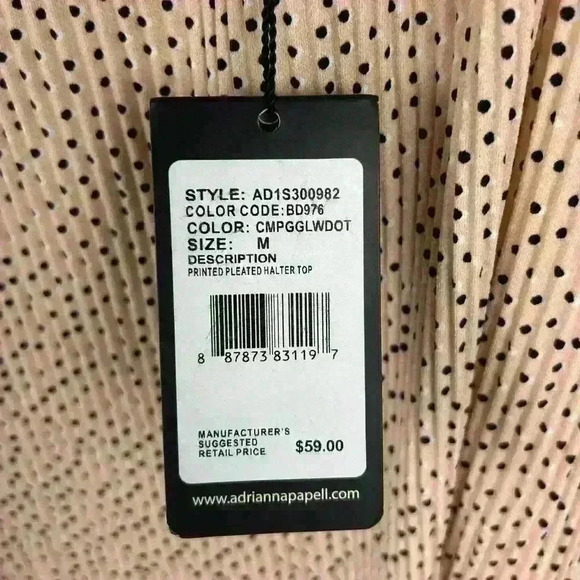 Adrianna Papell NWT pleated Top in Champagne/Blush Small blk polka dots Medium - Picture 4 of 12